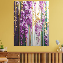 Bloeiende behang Violet Gold Wisteria Canvas Afdruk