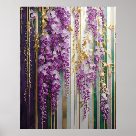 Bloeiende behang Violet Gold Wisteria Poster