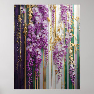 Bloeiende behang Violet Gold Wisteria Poster