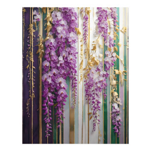 Bloeiende Behang Violet Goud Wisteria Foto Afdruk