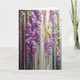 Bloeiende Behang Violet Goud Wisteria Kaart