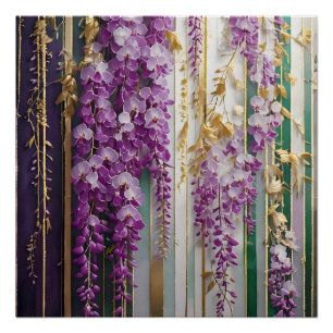 Bloeiende Behang Violet Goud Wisteria Perfect Poster