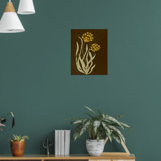 Bloeiende Bieslook Botanische Kunstprint | Bruine Poster