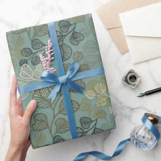 Bloeiende Bladerige Silhouetten van Zachte Serenit Cadeaupapier