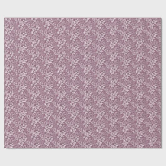 Bloeiende bladsilhouetten Gentle Serenity Plum Cadeaupapier (Vlak)