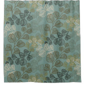 Bloeiende bladsilhouetten zachte sereniteit douchegordijn (Voorkant)