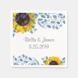 Bloeiende Blauwe Botanische Zonnebloem Papieren Se Servet