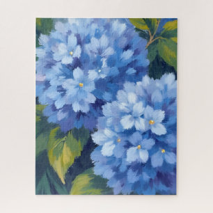 Bloeiende Blauwe Hortensia   Bloem Waterverfschild Legpuzzel