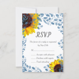 Bloeiende Blauwe Zonnebloem Bloem Bruiloft RSVP Ka Kaartje