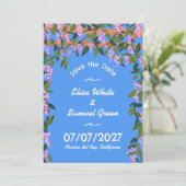 Bloeiende Blauweregen Bloemen Custom Foto Bruiloft Save The Date (Staand voorkant)
