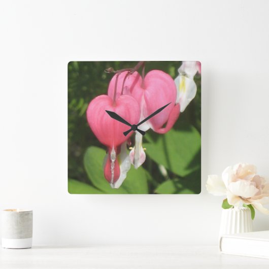 Bloeiende Bloeding Hart - Vierkante wandklok (Huis)