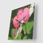 Bloeiende Bloeding Hart - Vierkante wandklok (Hoek)