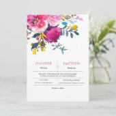 Bloeiende bloemblaadjes Waterverf Bloemenbruiloft  Kaart (Staand voorkant)