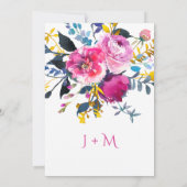 Bloeiende bloemblaadjes Waterverf Bloemenbruiloft  Kaart (Achterkant)