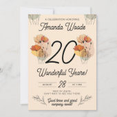 Bloeiende Bloemen 20e Verjaardag Viering Kaart (Voorkant)