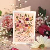 Bloeiende Bloemen Boeket Bow Valentijnsdag Kaart