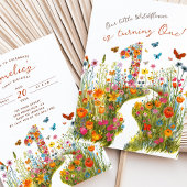 Bloeiende: Bloemen eerste verjaardag uitnodiging