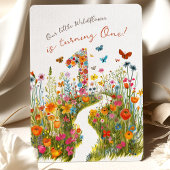 Bloeiende: Bloemen eerste verjaardag uitnodiging