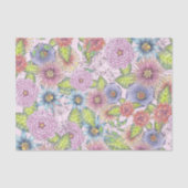 Bloeiende bloemen en groene bladeren op Blush Pink Tissuepapier (Voorkant)