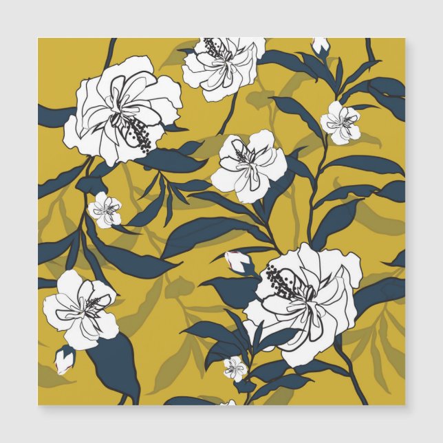 Bloeiende bloemen: geel  naadloos. (Voorkant)