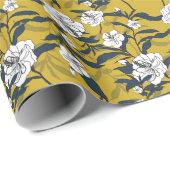 Bloeiende bloemen: geel naadloos. cadeaupapier (Rol Hoek)