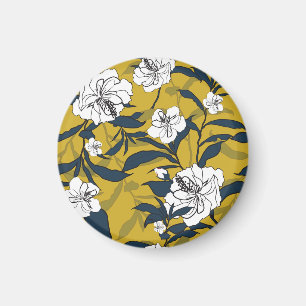 Bloeiende bloemen: geel  naadloos. magneet