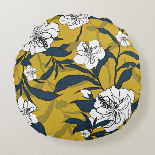Bloeiende bloemen: geel  naadloos. rond kussen