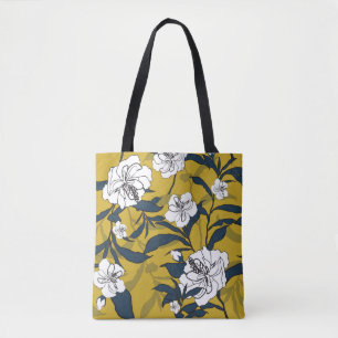 Bloeiende bloemen: geel  naadloos. tote bag