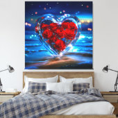 Bloeiende Bloemen Hart Kristal Canvas Afdruk (Insitu (Slaapkamer))