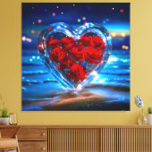 Bloeiende Bloemen Hart Kristal Canvas Afdruk (Insitu (Woonkamer))