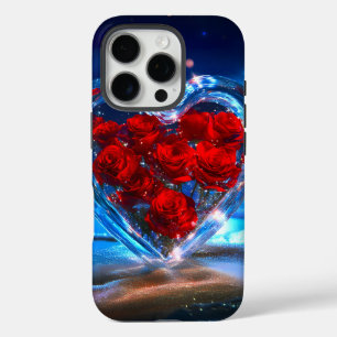 Bloeiende Bloemen Hart Kristal iPhone 16 Pro Hoesje