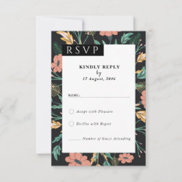 Bloeiende Bloemen Huwelijksuitnodigingen RSVP-kaar RSVP Kaartje