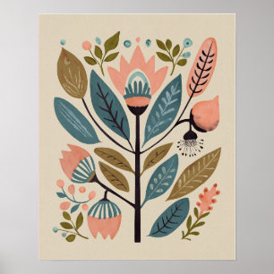 Bloeiende Bloemen - Koekoek in Bloom Folk Art Poster