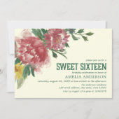 Bloeiende Bloemen Lief Zestien Verjaardag Uitnodig Kaart (Voorkant)
