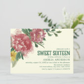 Bloeiende Bloemen Lief Zestien Verjaardag Uitnodig Kaart (Staand voorkant)