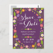 Bloeiende Bloemen Lijst Rustieke Tuin Bruiloft Briefkaart (Voorkant / Achterkant)