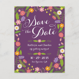 Bloeiende Bloemen Lijst Rustieke Tuin Bruiloft Briefkaart