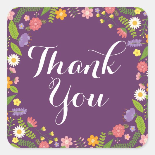 Bloeiende Bloemen Lijst Rustieke Tuin Bruiloft Vierkante Sticker (Voorkant)