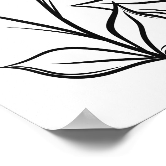 Bloeiende Bloemen Line Art Zwart-wit Poster (Hoek)