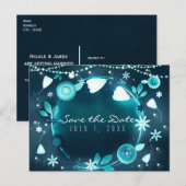 Bloeiende Bloemen Nacht Tuin Bruiloft Bewaar de Da Aankondigingskaart (Voorkant / Achterkant)