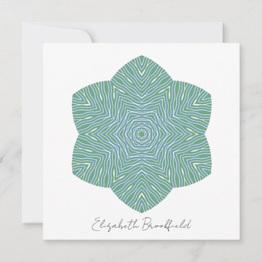 Bloeiende Bloemen Note Kaart in Turquoise Groen (Voorkant)