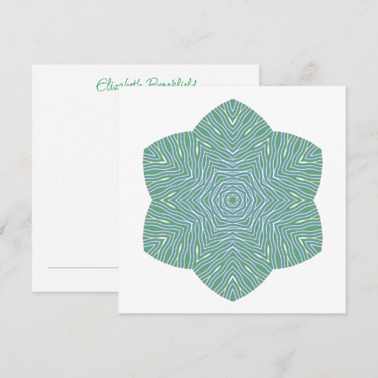 Bloeiende Bloemen Note Kaart in Turquoise Groen (Voorkant / Achterkant)