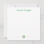 Bloeiende Bloemen Note Kaart in Turquoise Groen (Achterkant)