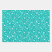 Bloeiende Bloemen op Turkoois Inpakpapier Vel (Voorkant)