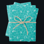 Bloeiende Bloemen op Turquoise Inpakpapier Vel<br><div class="desc">Drie vellen inpakpapier hebben een omlijning van tropische witte hibiscusbloemen op een turquoise achtergrond (of elke andere kleur die je kiest). Mooie cadeauverpakking voor verjaardag, trouwen, jubileum, of elke andere gelegenheid. MEER kleuren in onze winkel.</div>