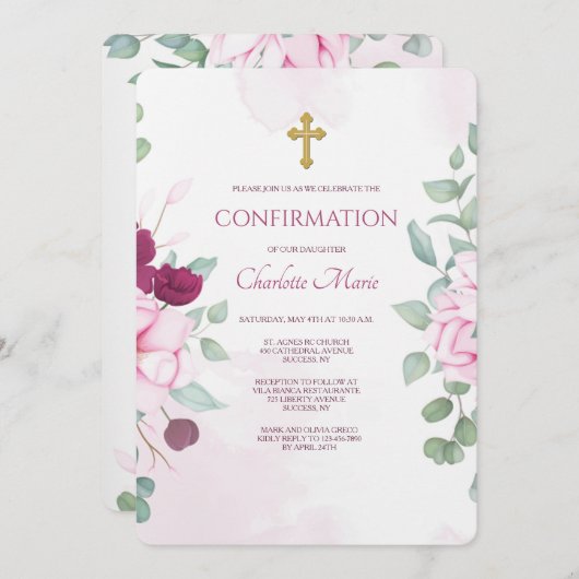 Bloeiende Bloemen Religieuze Uitnodiging (Voorkant / Achterkant)