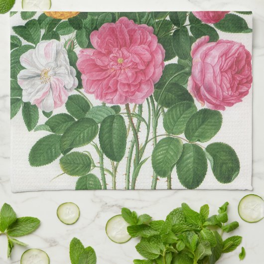  bloeiende bloemen, Rozen van de lentuin Theedoek (Gevouwen)