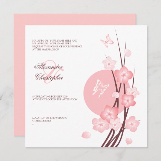 Bloeiende Bloemen Vlinders Trouw Aankondiging (Voorkant / Achterkant)