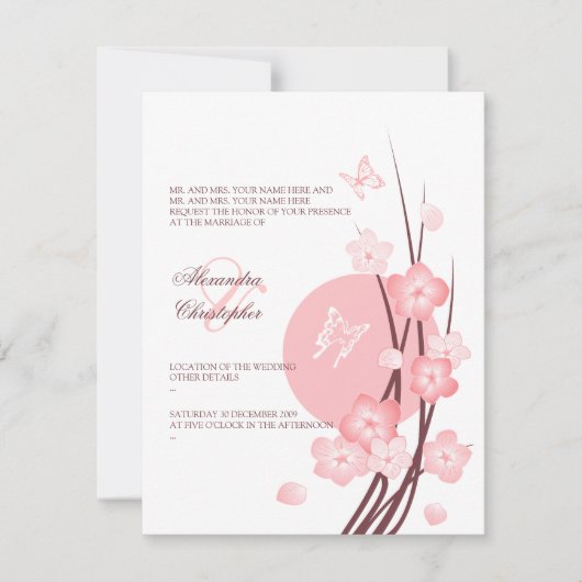 Bloeiende Bloemen Vlinders Trouw Aankondiging 2 (Voorkant)