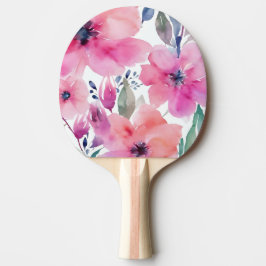 Bloeiende Bloemen | Waterverf Roze Bloemen Geschil Tafeltennisbatje